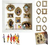 DIY Mini Museum Silhouette Box, Golded Mini Frames & Figurines, Shadow Box Frame Kit with Lights, 2026 Celebrate Your Unique Memories in Style, for Anniversary, Wedding, Birthday & Home Decor (White)