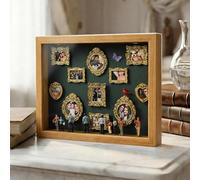 DIY Mini Museum Silhouette Box - LED Shadow Box Frame Kit With 10 Gold Frames & 8 Figurines | Personalized Memory Display For Milestone, Wedding, Valentine's Day, Birthday