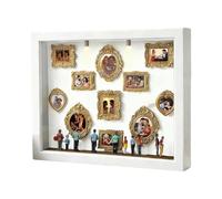 DIY Mini Museum Silhouette Box, Light-up Shadow Box Frame Set with 8 Figurines, DIY Mini Gold Frames Silhouette and Figurine For Valentine's Day, Wedding, Birthday