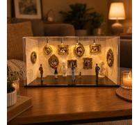 DIY Mini Museum Silhouette Box, Mini Figures People Museum, Creative Memory Display Kit with 4 Figures & 11 Gold Frame, for Graduation Season, Anniversary, Your (Small 3D Stereo Photo Frame)