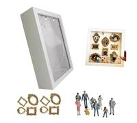 DIY Mini Museum Silhouette Box Mini Figurines DIY Museum Silhouette Box Gold Frames Memory Preservation Shadow Frame Photo Travel Memories(White)