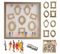 DIY Mini Museum Silhouette Box,Personalized DIY Photo Family Memory Display Case,Mini Gold Frames Box,for Anniversary, Wedding, Birthday & Home Decor (Wooden)