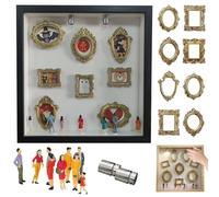 DIY Mini Museum Silhouette Box,Personalized DIY Photo Family Memory Display Case,Mini Gold Frames Box,for Anniversary, Wedding, Birthday & Home Decor (Black)