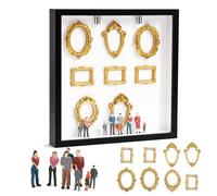 DIY Mini Museum Silhouette Box, Personalized Family Photo Shadow Box Frames with 8 Gold Mini Museum Frames and 8 Mini figures People, for Home Décor, Anniversaries, Birthdays, and Christmas (Black)