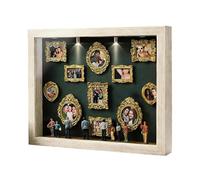 DIY Mini Museum Silhouette Box | Photo Display Silhouette Case With Light | 11 Pieces Miniature Desk Picture Frame With 8 Figurines, For Birthday Holiday Apartment Living Room Bedroom