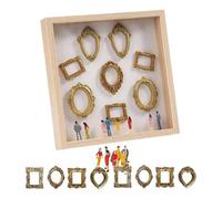 DIY Mini Museum Silhouette Box Picture Frame Diy Mini Museum Silhouette Box Kit with Light Memory Display Gold Miniature(Wooden Color,3XL)