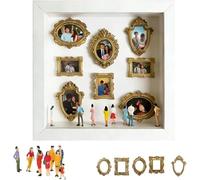 DIY Mini Museum Silhouette Box, Shadow Box Display Case, Personalized Photo Shadow Box Display with Mini Figurines & Mini Gold Frames, Celebrate Your Unique Memories in Style (White 1PC)