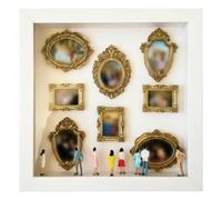 DIY Mini Museum Silhouette Box, Shadow Box Display Case, Personalized Photo Shadow Box Display with Mini Figurines & Mini Gold Frames, Celebrate Your Unique Memories in Style (Gold(no light))