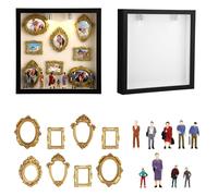 DIY Mini Museum Silhouette Box, Shadow Box Frame Kit Include 1 Silhouette Case 8 Small Photo Frame 8 Mini People Figure 2 Light 35 Adhesive Dots for Personalized Unique Memory Picture Decor