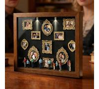 DIY Mini Museum Silhouette Box Shadow Box Frame Kit Museum of Us Picture Frame Personalised Gift for Couples, Gold Mini Frame Figures Photo Memory Display Case for , Wedding, Home