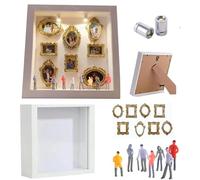 DIY Mini Museum Silhouette Box,Shadow Box Frame Kit with Gold Mini Frames,Figurines and Lights,Celebrate Your Unique Memories in Style,Creative Memory Display Kit for Anniversary,Wedding,Birthday