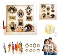 DIY Mini Museum Silhouette Box - Shadow Box Frame Kit with Gold Mini Frames & Figurines, Mini Picture Frames, Personalized Photo Memory Display for Anniversary/Family Memories (A)