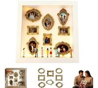 DIY Mini Museum Silhouette Box, Shadow Box Frame Kit with Lights,Celebrate Your Unique Memories in Style,Golded Mini Frames & Figurines,for Anniversary,Home Decor,Wedding,Valentines DayGift (White)