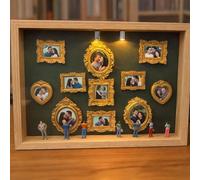 DIY Mini Museum Silhouette Box, Shadow Box Frame Kit with Lights, Golded Mini Frames & Figurines, 2026 Celebrate Your Unique Memories in Style, for Anniversary, Wedding, Birthday