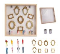 DIY Mini Museum Silhouette Box, Shadow Box Frame Kit with Lights, Golded Mini Frames & Figurines, 2026 Celebrate Your Unique Memories in Style, for Anniversary, Wedding, Birthday (Wooden Color, 1PCS)