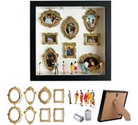 DIY Mini Museum Silhouette Box, Shadow Box Frame Kit with Lights, Golded Mini Museum Frames with Figurines, Display Case Frame Gift for Anniversary Birthday Wedding Valentines Day