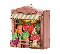 DIY Mini Wooden House Model Kit - Magnetic Puzzle with LED Light, Compact Miniature Scene Decor Craft for Fridge Desktop, Creative Gift for Adults Teens (RFM14)