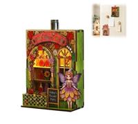 DIY Mini Wooden House Refrigerator Magnet, 3D Book Nook Craft Kit With LED