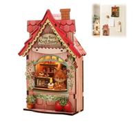 DIY Mini Wooden House Refrigerator Magnet, 3D Book Nook Craft Kit With LED