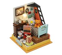 DIY Miniature and Furniture Dollhouse Kit,Mini 3D Wooden Doll House Craft Model with Dust Proof Cover and LED,Creative Room Idea for Valentine's Day Birthday Gift (Dreams Bedroom)