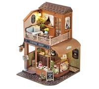 DIY Miniature - Artistic Activity Set for Building a Wooden House, Challenge of Assembling Precisely Cut Pieces, Captivating Craft Project in the Cafe Scene, First