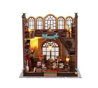 DIY Miniature Doll House Kit Age 14+, Build Bookstore Dollhouse Building Set with LED Room, Mini House Making Kit with Furnitures Hobby Craft Gifts for Adults