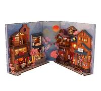 DIY Miniature Doll House Kit, DIY Booknook Kit With LED Lights, 3D Shelf Insert Decor Wooden Puzzle For Bookshelf, Cherrys Blossom Alley Or Jiangnan Water Alley Style, Birthday Gift, Home Decoration