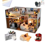 DIY Miniature Dollhouse Kit, 1:24 Scale Modern Loft Tiny House Model with Dust Cover, 3D Model Book Nook, Creative Gifts for Birthday