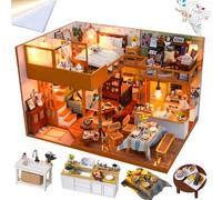 DIY Miniature Dollhouse Kit, 1:24 Scale Modern Loft Tiny House Model with Dust Cover, 3D Model Book Nook,Creative Gifts for Birthday