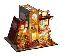 DIY Miniature Dollhouse Kit, 3D Book Nook Miniatures Shelf Insert Bookend with Dust Cover & LED,Great Creative Crafts Gift for Christmas/Birthday