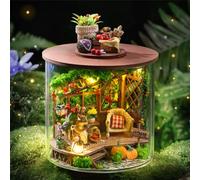 DIY Miniature Dollhouse Kit Age 3+, Mini Handmade Doll House with LED Light, Dust Cover, Wooden Dollhouse Book Nook Kits Bookshelf Decor with Furniture for Adults, Creative Crafts Gift for Birthday