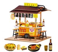 DIY Miniature Dollhouse Kit Chinese Style Japanese style Model teenagers Assembled Toy Presents House with LED Light for Surprise Chirstmas (teppanyaki)