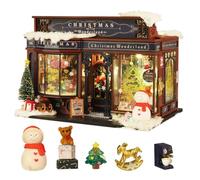 DIY Miniature Dollhouse Kit,Christmas Dolls House with Furniture Led Light Puzzle Model, 1:24 Scale Gift Shop Creative Room For Kid Teen Birthday Present