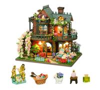 DIY Miniature Dollhouse Kit Forest Cottage Dollhouse Handcrafted Wooden Miniature House with LED Lights, for Adults Unique Gifts for Teens (Fairy Garden)
