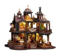 DIY Miniature Dollhouse Kit, Handmade Mini 3D Puzzle Doll House with Furniture and LED Warm Light, Wooden Furniture Craft Kit Book Nook Bookshelf Decor, Creativity Magic House Gift for Adults Teens