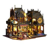 DIY Miniature Dollhouse Kit, Handmade Mini 3D Puzzle Doll House with Furniture and LED, Wooden Furniture Kit Book Nook Bookshelf Decor, Creativity Crafts Gift for Adults Teens,1:24 Holo Magic City