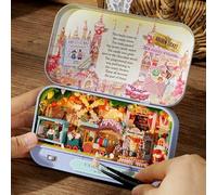 DIY Miniature Dollhouse Kit LED Box Theatre Beginner Craft Portable Tin | Wooden Craft Display Bookshelf Decor,Creative Handmade Crafts for Adults Teen,Unique Gift for Birthday,Christmas,Mother's Day