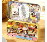 DIY Miniature Dollhouse Kit LED Box Theatre Beginner Craft Portable Tin | Wooden Craft Display Bookshelf Decor,Creative Handmade Crafts for Adults Teen,Unique Gift for Birthday,Christmas,Mother's Day