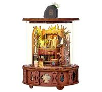 DIY Miniature Dollhouse Kit, Magic Music Treasure Chest - 3D Puzzle with 360° View, Rotating Lighting and Miniature Architecture