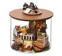 DIY Miniature Dollhouse Kit, Miniature House Kit 3D Wooden Dollhouse Kit Magic House with Dust Proof Cover and LED (Magic House)
