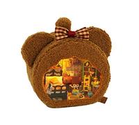 DIY Miniature Dollhouse Kit, Plush Bears Home Miniature House Kit,Tiny House kit with Furniture, Great Handmade Crafts Gift for Birthday Valentine's Day（ Bear House)
