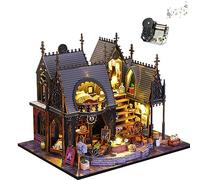 DIY Miniature Dollhouse Kit Toys Magical Enchanted Hut Building Model with Dust Cover and Music 3D Wooden Puzzle Home Decoration Teenagers