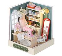 DIY Miniature Dollhouse Kit with Furniture, 1:24 Scale Creative Room Mini Wooden Doll House Plus Dust Proof for Kids Teens Adults (Beatific Atelier)