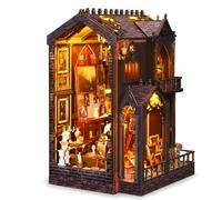DIY Miniature Dollhouse Kit, Wooden Dollhouse Kit with Sculpture, Artistic Paintings & LED Light, 3D Puzzle Wooden Art Tiny Room House Craft Gifts for Adults Teens (Wonderful Studio)