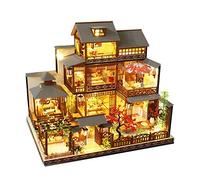 DIY Miniature Dollhouse Wooden Furniture Kit,Mini Handmade Big Japanese Courtyard Model,1:24 Scale Creative Doll House Toys for adult Teen Gift (Only House)
