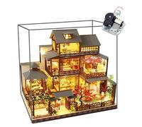 DIY Miniature Dollhouse Wooden Furniture Kit,Mini Handmade Big Japanese Courtyard Model,1:24 Scale Creative Doll House Toys for adult Teen Gift (Plus with Dust Cover And Music Box)