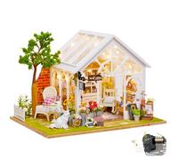 DIY Miniature Greenhouse Dollhouse Kit - "Sunny Flower Room" - Optional Dust Cover & Music Movement - Creative Craft Gift for Adults & Teens (Sunny Flower Room B)