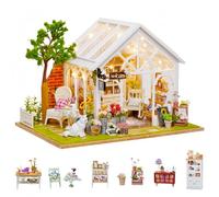 DIY Miniature Greenhouse Dollhouse Kit - "Sunny Flower Room" - Optional Dust Cover & Music Movement - Creative Craft Gift for Adults & Teens (Sunny Flower Room A)