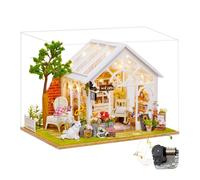 Diy Miniature Greenhouse Dollhouse, Sunroom Model Kit, French Cafe Design, Adult And Youth Crafts, Optional Music Box Dust Cover (Sunny Flower Room C)