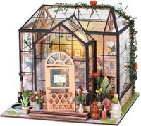 DIY Miniature Greenhouse Kit Age 14+, Tiny House for Adults to Build, Mini House DIY Kit with Furnitures, Halloween/Christmas Decorations/Gifts for Family and Friends